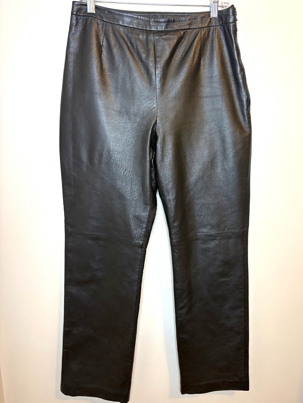 CLIO Black Genuine Leather Pants 10 High Rise Straight Leg 90s Y2K